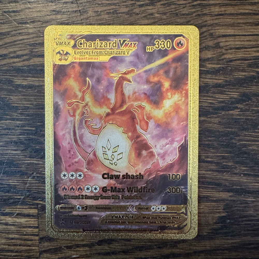 Pokemon Charizard VMAX Card - Red and Gold
